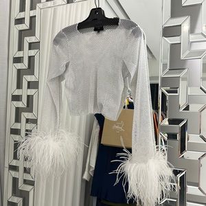 New season 2023 Santa Brands. Crystal feathers crop top. XS